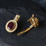 Vintage Ruby Earrings - Gold Ruby Earrings, July Birthstone Earrings