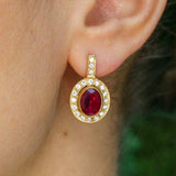 Vintage Ruby Earrings - Gold Ruby Earrings, July Birthstone Earrings