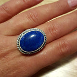 Lapis Lazuli Ring - Blue Bezel Ring - Lapis Statement Ring