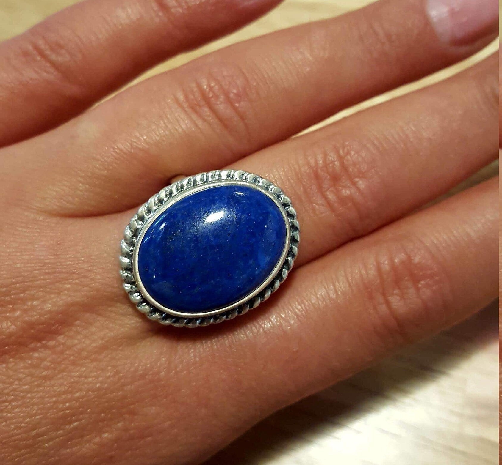 Large Lapis Ring, Lapis Lazuli Ring, Natural Lapis Lazuli, Blue Ring, Victorian Ring, Solid Silver Ring, December Birthstone, Lapis Lazuli