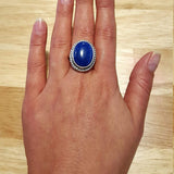 Lapis Lazuli Ring - Blue Bezel Ring - Lapis Statement Ring