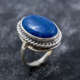 Lapis Lazuli Ring - Blue Bezel Ring - Lapis Statement Ring