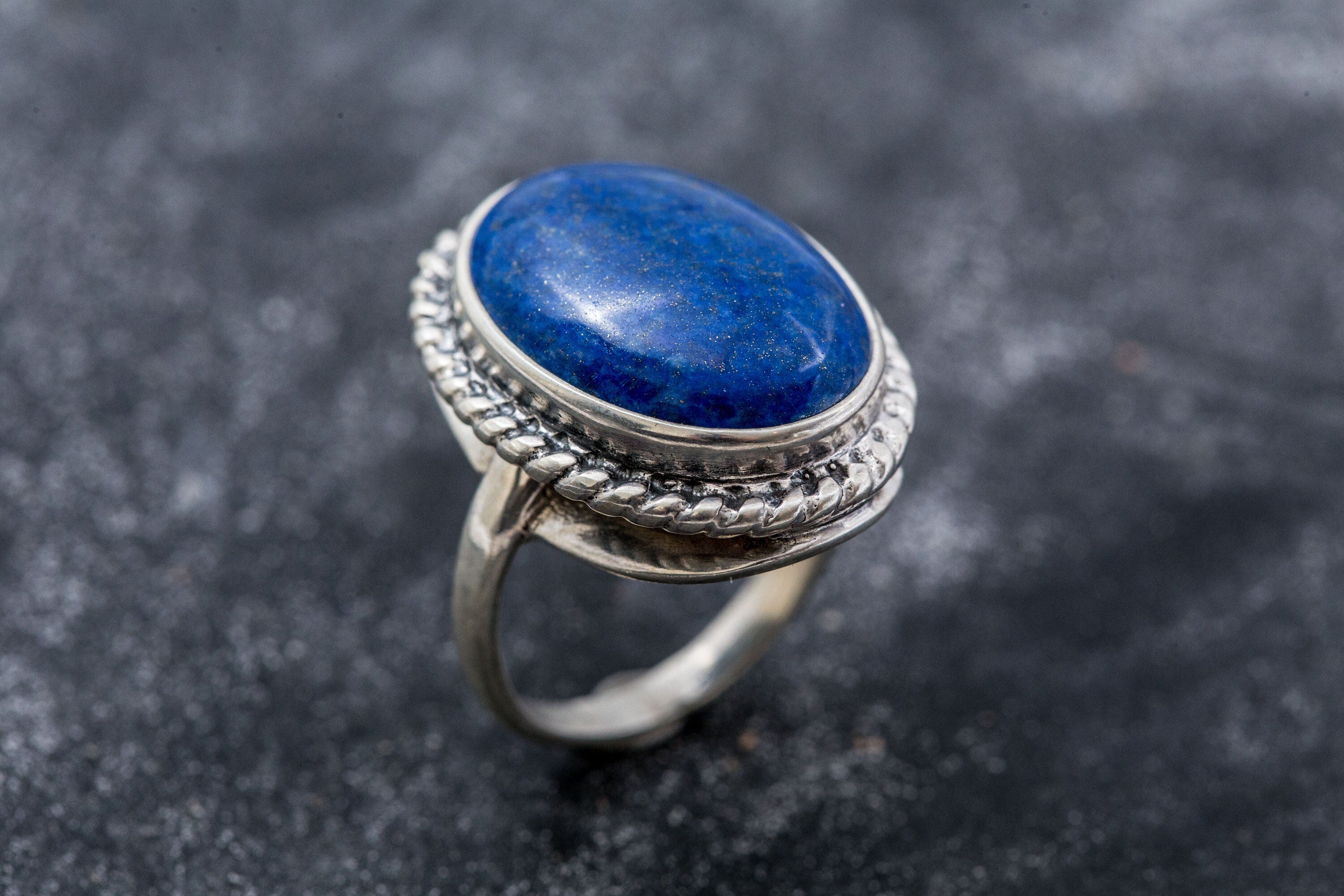 Large Lapis Ring, Lapis Lazuli Ring, Natural Lapis Lazuli, Blue Ring, Victorian Ring, Solid Silver Ring, December Birthstone, Lapis Lazuli