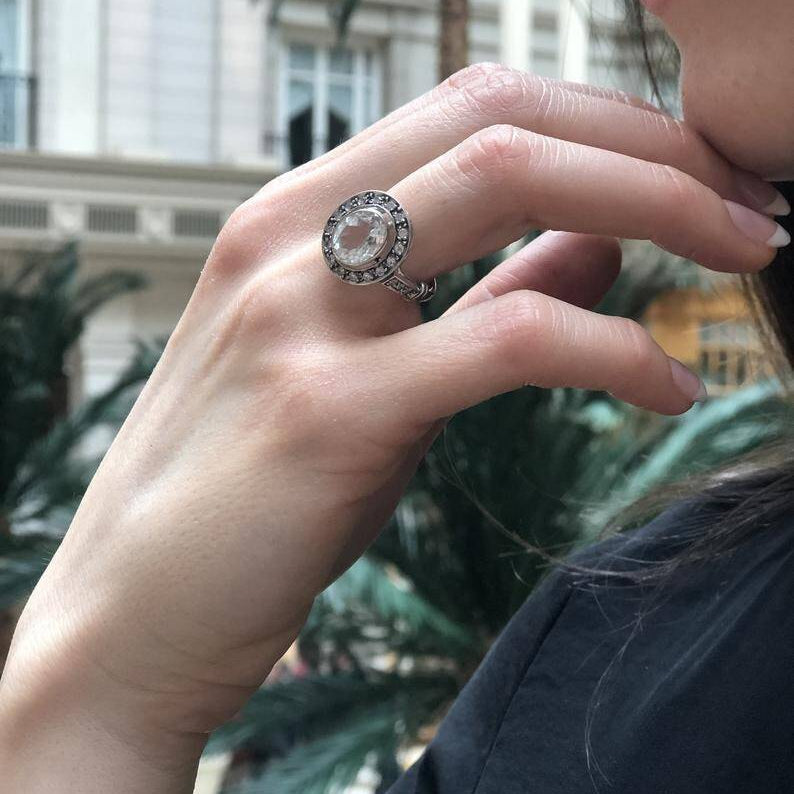 Vintage Diamond Ring, Created CZ Diamond, Antique Ring, Promise Diamond Ring, Engagement Ring, CZ Ring, Solid Silver Ring, 925 Sterling Ring