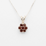 Red Flower Pendant - Natural Garnet Necklace - Dainty Flower Pendant