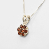 Red Flower Pendant - Natural Garnet Necklace - Dainty Flower Pendant