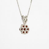 Red Flower Pendant - Natural Garnet Necklace - Dainty Flower Pendant