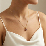 Gold Garnet Pendant - Natural Garnet Necklace, January Birthstone Necklace