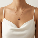 Gold Garnet Pendant - Natural Garnet Necklace, January Birthstone Necklace