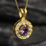 Vintage Amethyst Necklace - Natural Amethyst Necklace - Purple Dainty Pendant