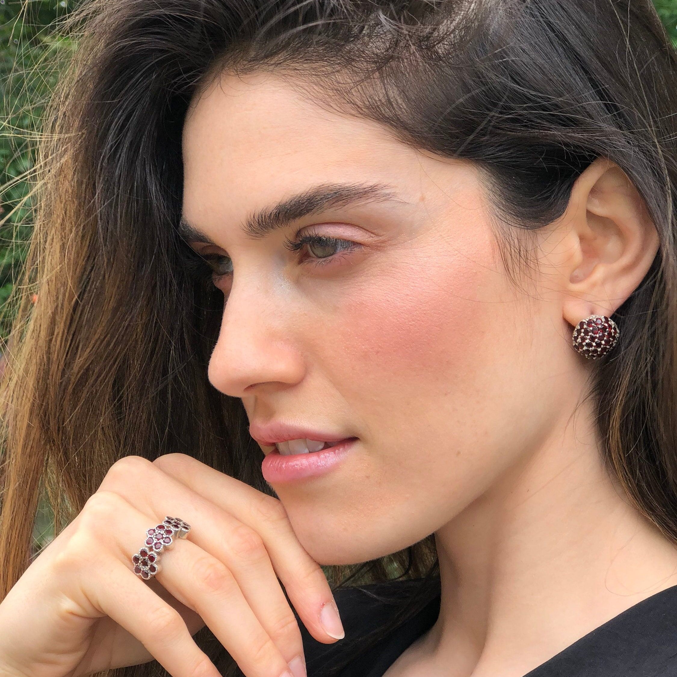 Garnet Earrings, Natural Garnet, January Birthstone, Red Garnet Earrings, Artisan Earrings, January Earrings, Solid Silver, Pure Silver