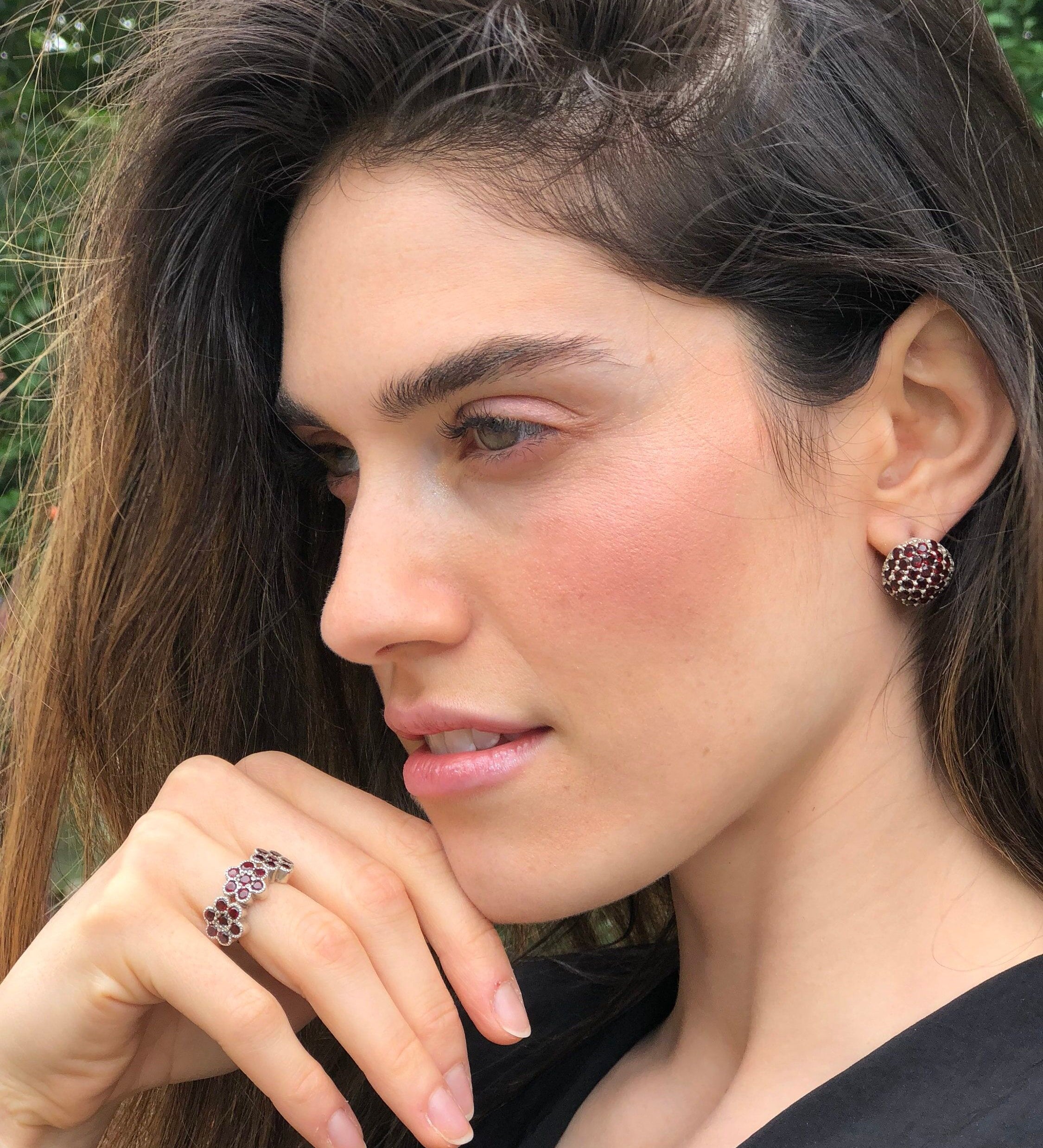 Garnet Earrings, Natural Garnet, January Birthstone, Red Garnet Earrings, Artisan Earrings, January Earrings, Solid Silver, Pure Silver