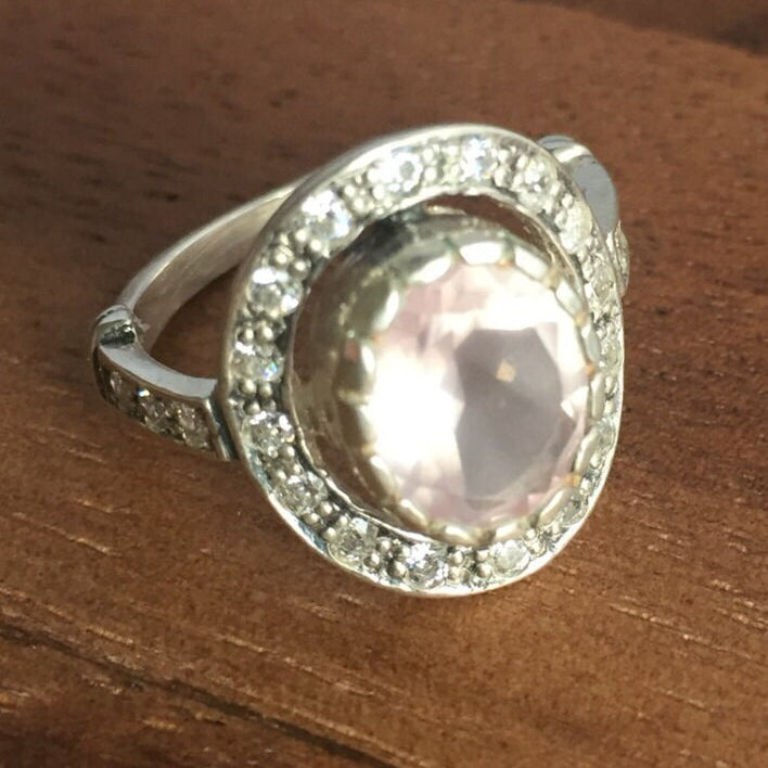 Made to Order, Rose Quartz Ring, Pink Ring, Natural Rose Quartz, Vintage Ring, Sterling Silver Ring