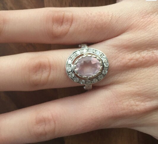 Made to Order, Rose Quartz Ring, Pink Ring, Natural Rose Quartz, Vintage Ring, Sterling Silver Ring