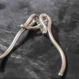 Long Silver Earrings - Curve Drop Earrings - Vintage Line Earrings