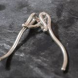 Long Silver Earrings - Curve Drop Earrings - Vintage Line Earrings