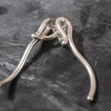 Long Gold Curvy Earrings - Artistic Gold Earrings, Unique Gold Earrings