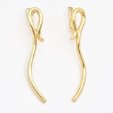 Long Silver Earrings - Curve Drop Earrings - Vintage Line Earrings