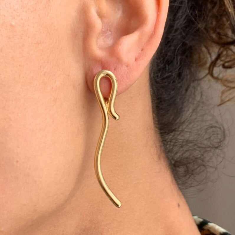 Long Silver Earrings, Artistic Earrings, Curvy Earrings, Asymmetrical Earrings, Seahorse Earrings, Unique Silver Earrings, Silver Earrings(1)