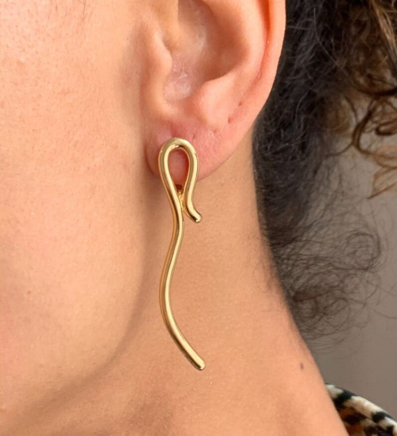 Long Silver Earrings, Artistic Earrings, Curvy Earrings, Asymmetrical Earrings, Seahorse Earrings, Unique Silver Earrings, Silver Earrings(1)