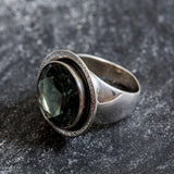 Green Diamond Ring - Large Green Ring - Diamond Statement Ring