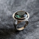 Green Diamond Ring - Large Green Ring - Diamond Statement Ring