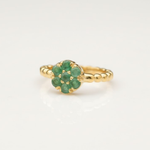 Natural Emerald Ring made in 18k Gold Vermeil with Round Natural Green Emerald in Cluster setting, May Birthstone gift idea, symbolizes growth, harmony, and deep emotional healing, ideal for everyday wear and perfect for birthday gifting and special occasions.