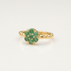 Natural Emerald Ring made in 18k Gold Vermeil with Round Natural Green Emerald in Cluster setting, May Birthstone gift idea, symbolizes growth, harmony, and deep emotional healing, ideal for everyday wear and perfect for birthday gifting and special occasions.