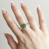 Chic 18k Gold Vermeil ring adorned with a natural emerald cluster, a beautiful May birthstone gift for loved ones.