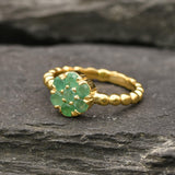 Emerald Flower Ring - Gold Daisy Ring - Dainty Emerald Ring