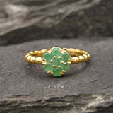 Emerald Flower Ring - Gold Daisy Ring - Dainty Emerald Ring