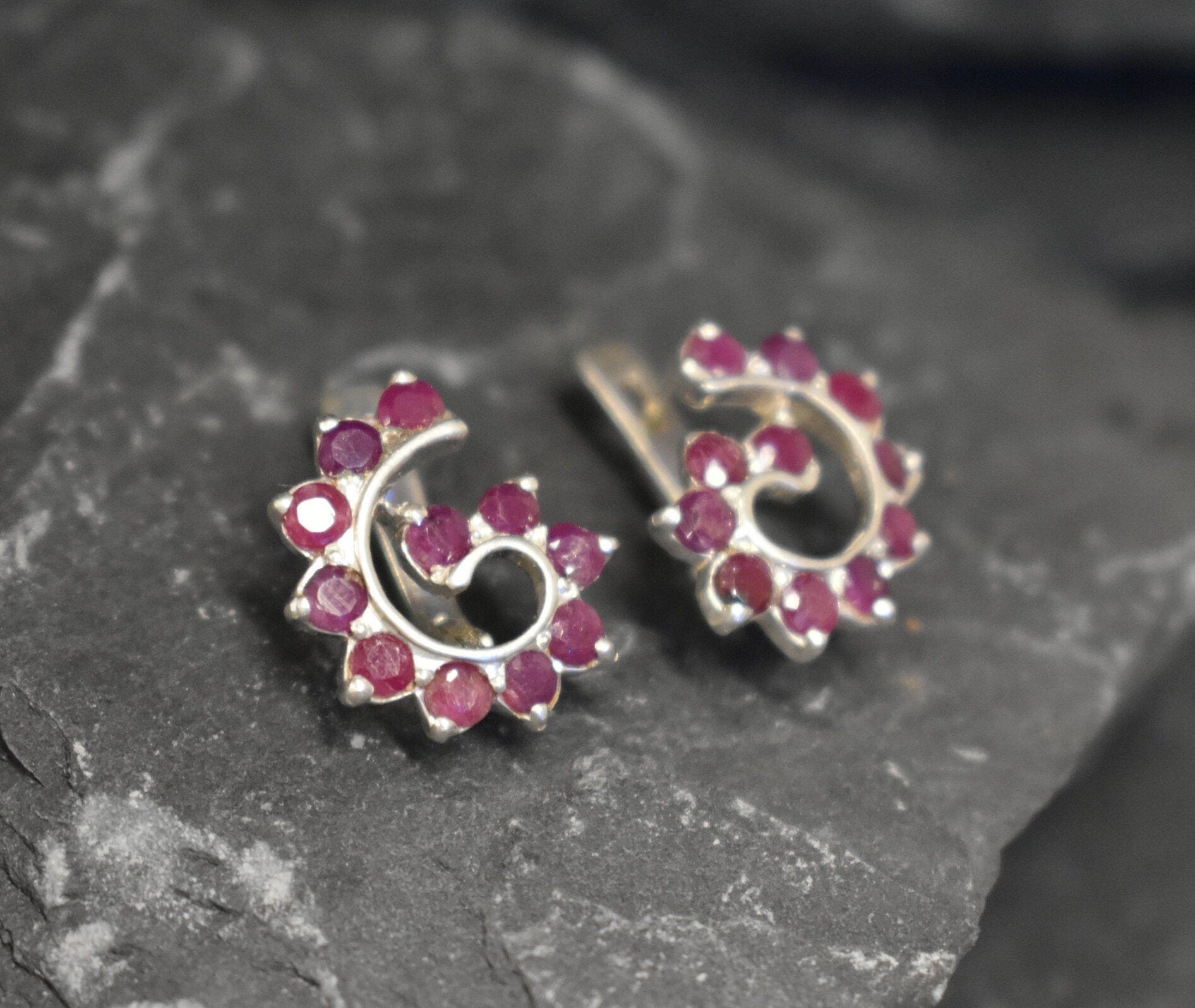 Natural Ruby Earrings made in 925 Sterling Silver with Round Natural Red Ruby in Prong setting, July Birthstone gift idea, symbolizes nobility, purity, and passion, ideal for everyday wear and perfect for birthday gifting and special occasions.