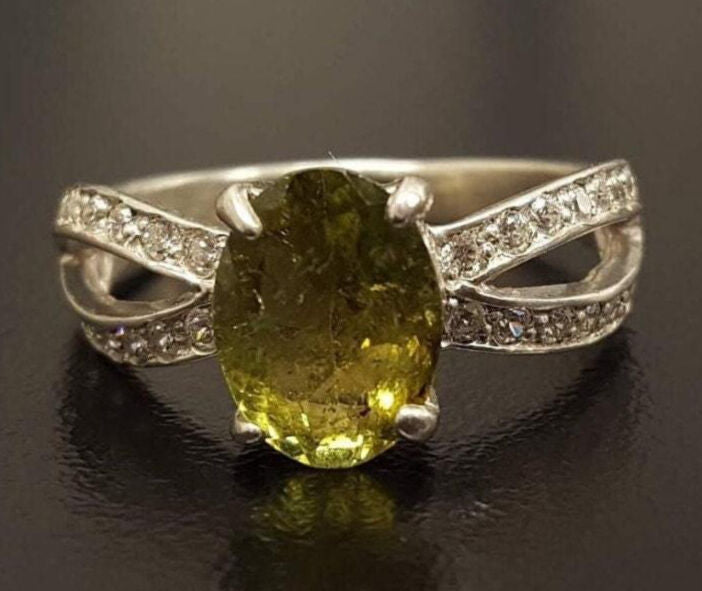 Tourmaline Ring, Green Tourmaline Ring, Natural Tourmaline, October Ring, Promise Ring, October Birthstone, Solid Silver Ring, Tourmaline