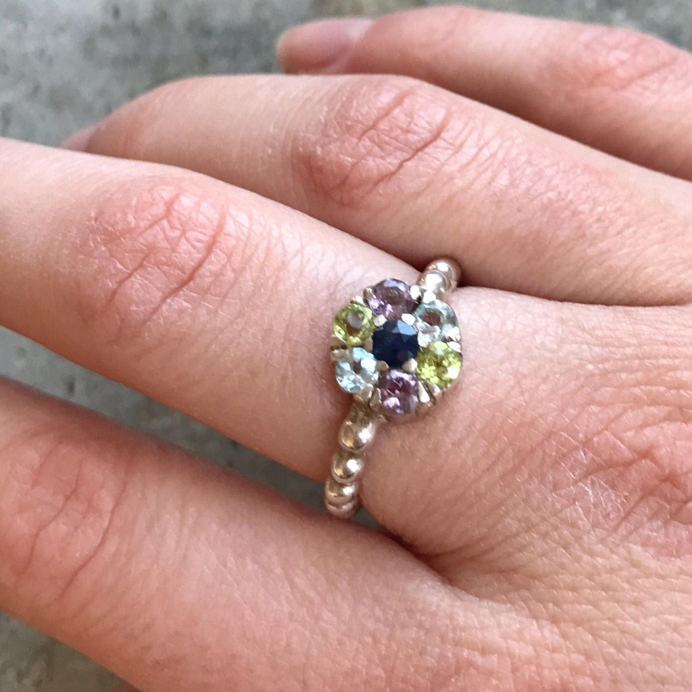 Elegant 925 Sterling Silver Ring featuring a cluster of natural blue sapphires, perfect for gifts and everyday wear.