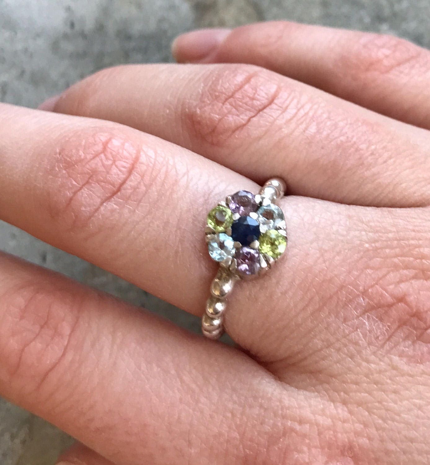 Elegant 925 Sterling Silver Ring featuring a cluster of natural blue sapphires, perfect for gifts and everyday wear.