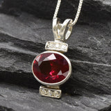 Red Ruby Pendant - Oval Ruby Necklace - Red Vintage Necklace