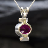 Red Ruby Pendant - Oval Ruby Necklace - Red Vintage Necklace