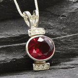 Red Ruby Pendant - Oval Ruby Necklace - Red Vintage Necklace