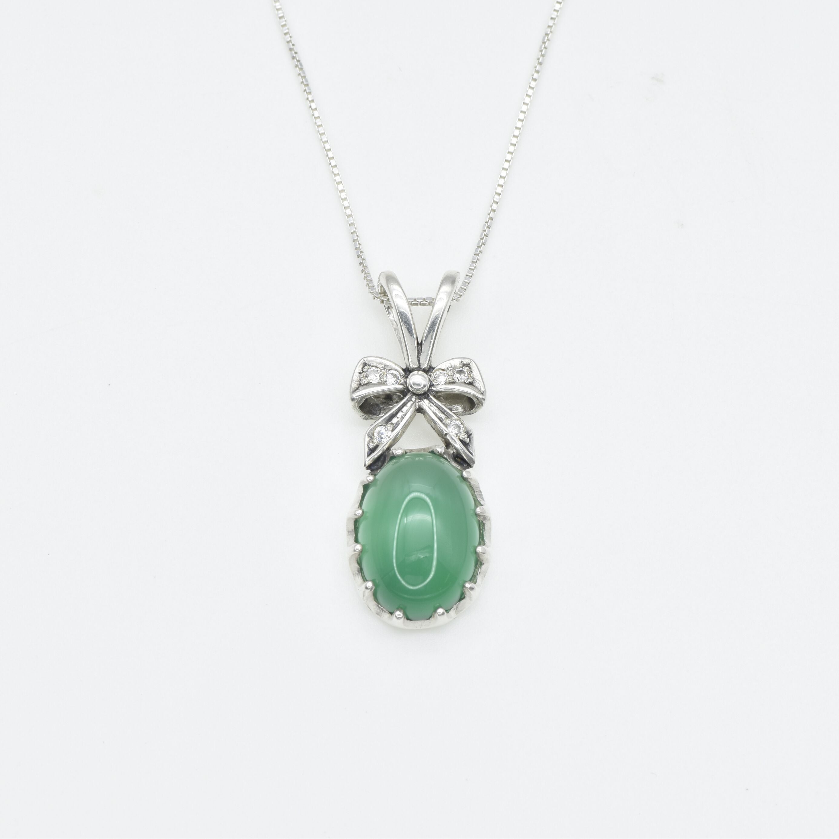 Created Emerald Pendant made in 925 Sterling Silver with Oval Created Green Emerald in Solitaire with Accents setting, May Birthstone gift idea, symbolizes, ideal for everyday wear and perfect for birthday gifting and special occasions.