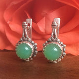 Chrysoprase Earrings - Real Chrysoprase Earrings - Green Vintage Earrings