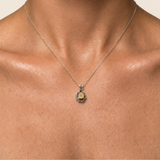 Fire Opal Pendant - White Flower Necklace - October Birthstone Necklace