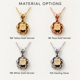Fire Opal Pendant - White Flower Necklace - October Birthstone Necklace