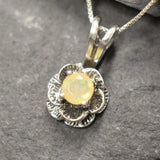 Gold Opal Flower Pendant - Natural Opal Necklace - 18k Gold Flower Necklace