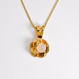 Natural Ethiopian Opal Pendant made in 18k Gold Vermeil with Round Natural Fire Ethiopian Opal in prong setting, October Birthstone gift idea, symbolizes hope, purity, and truth, ideal for everyday wear and perfect for birthday gifting and special occasions.