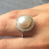 Pearl Statement Ring - White Pearl Ring - Pearl Vintage Ring
