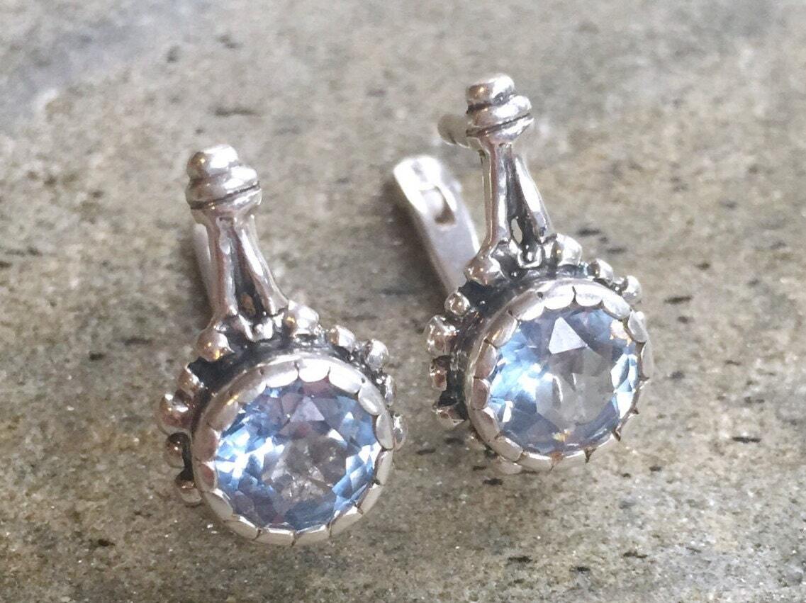 Blue Topaz Earrings, Natural Topaz, December Birthstone, Vintage Earrings, Blue Vintage Earrings, December Earrings, Silver Earrings, Topaz