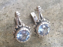 Blue Topaz Earrings, Natural Topaz, December Birthstone, Vintage Earrings, Blue Vintage Earrings, December Earrings, Silver Earrings, Topaz