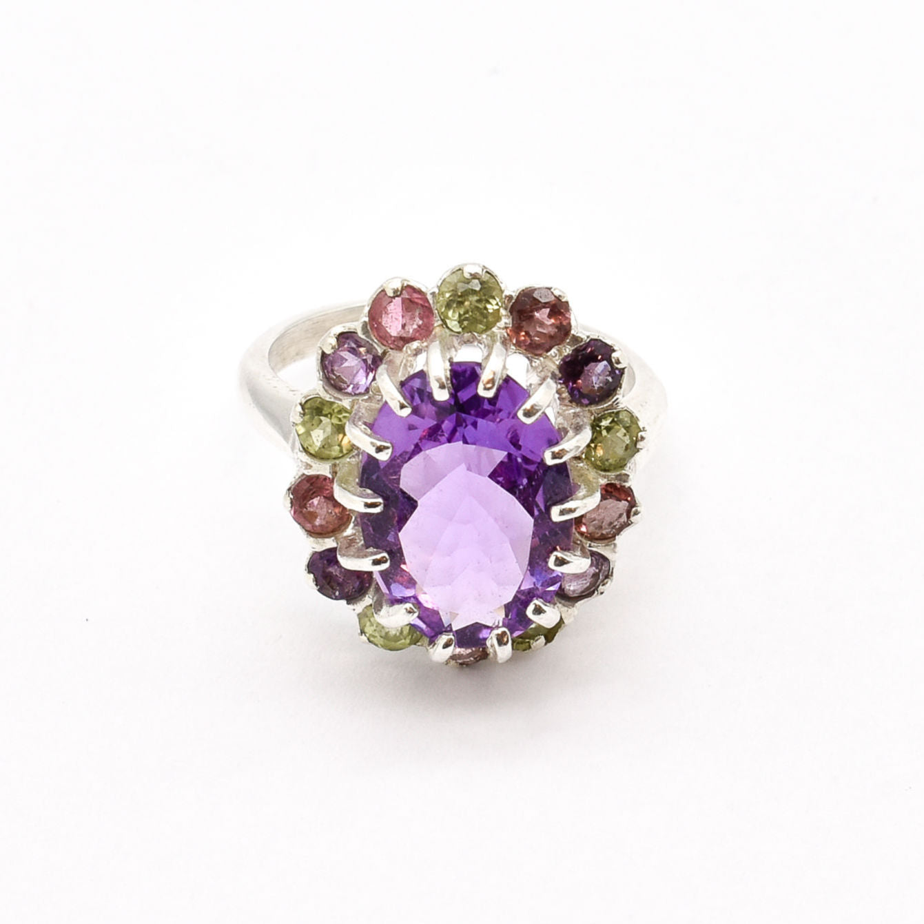 Amethyst Ring, Natural Amethyst, Natural Amethyst Ring, Peridot Ring, Solid Silver Ring, August Birthstone, February Birthstone, Diana Ring