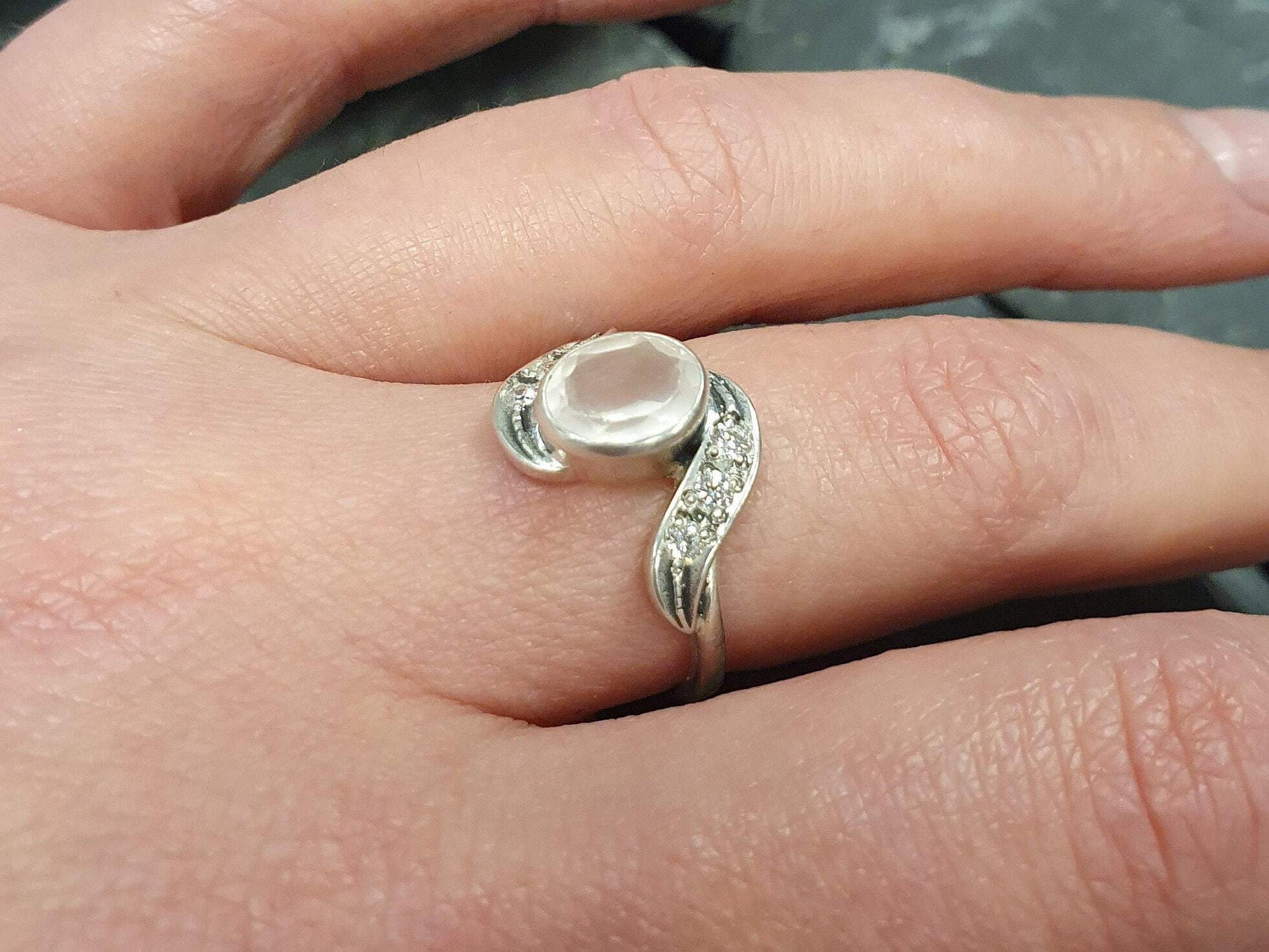 Rose Quartz Ring, Natural Rose Quartz, Pink Diamond Ring, Light Pink Ring, January Birthstone, Love Ring, Vintage Rings, Solid Silver Ring