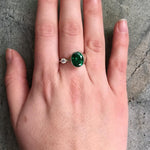 Emerald Ring, Vintage Emerald Ring, Created Emerald, CZ Diamond, Vintage Ring, Sterling Silver Ring, Emerald, Green Vintage Ring, Unique